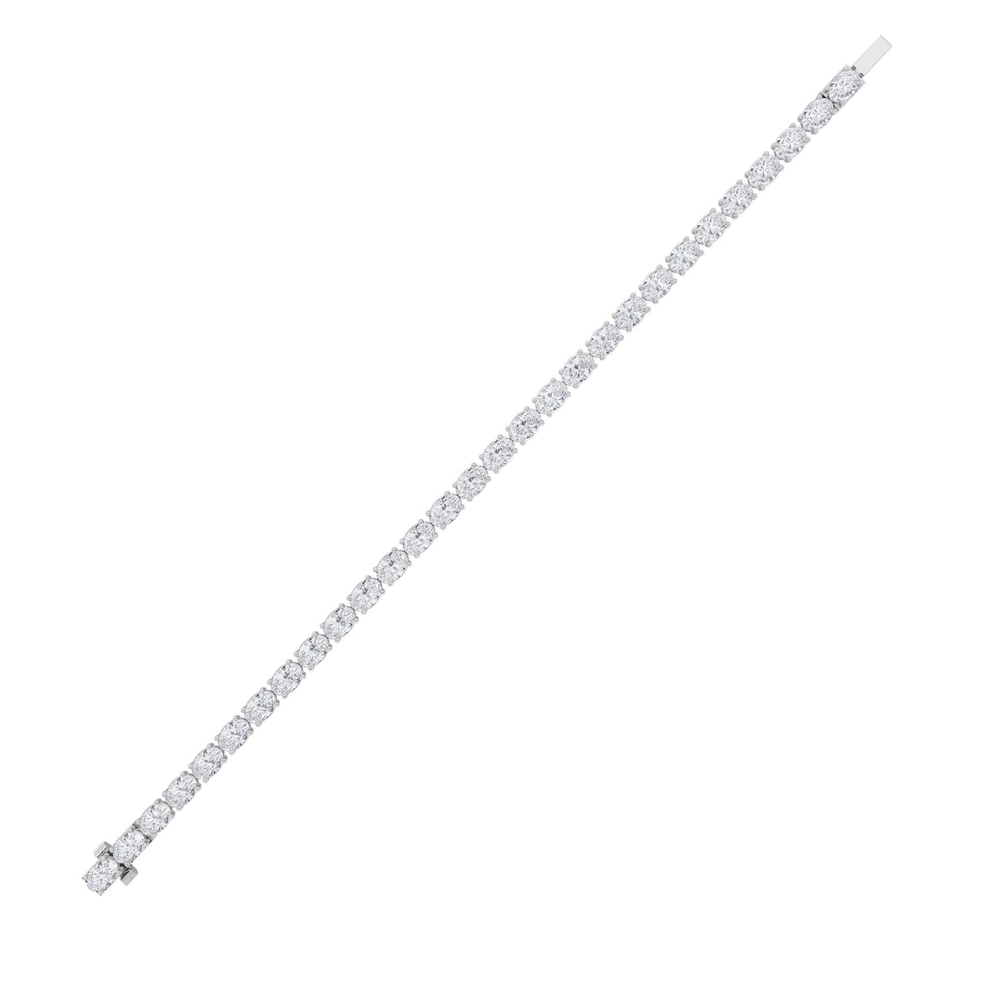 Oval Shaped Lab Grown Diamond White Gold Bracelet