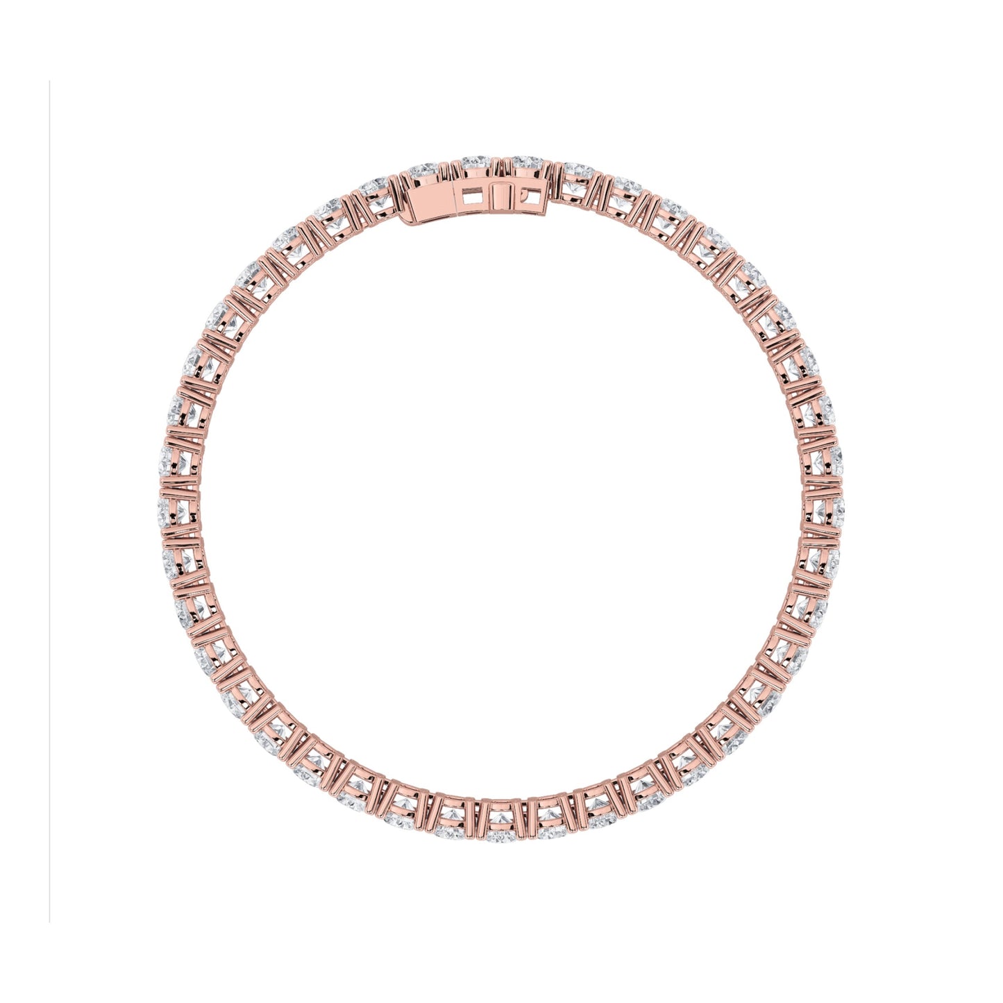 Round Shaped Lab-Grown Diamond Tennis Bracelet in 14K Rose Gold