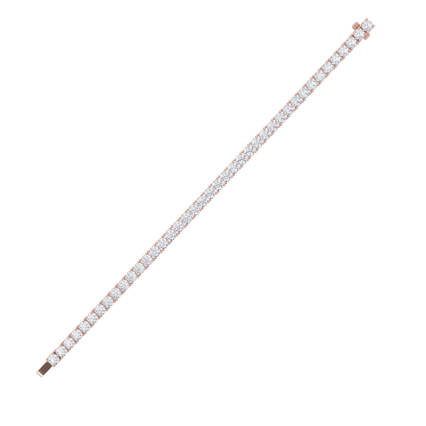 Round Shaped Lab-Grown Diamond Tennis Bracelet in 14K Rose Gold