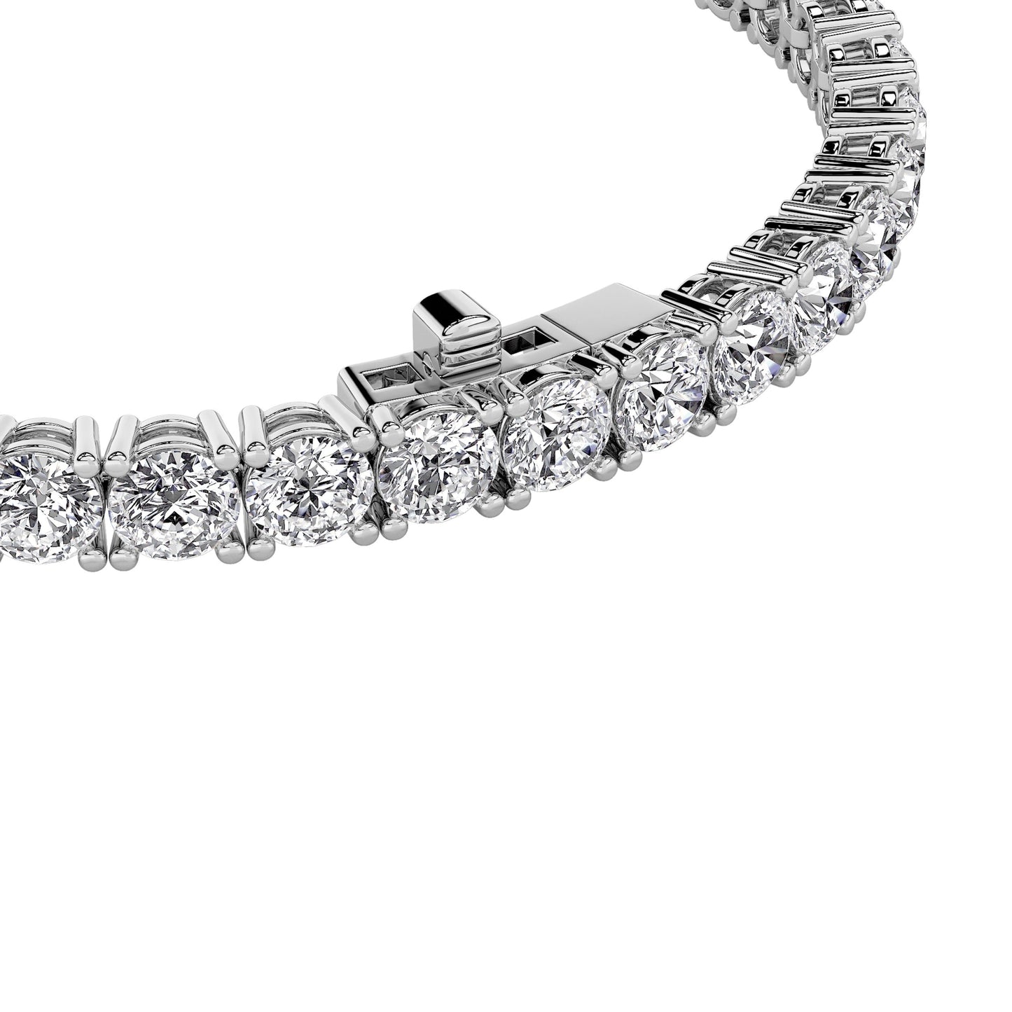 Round Shaped Lab Grown Diamond (F/VS) Classic Tennis Bracelet in 14K White Gold