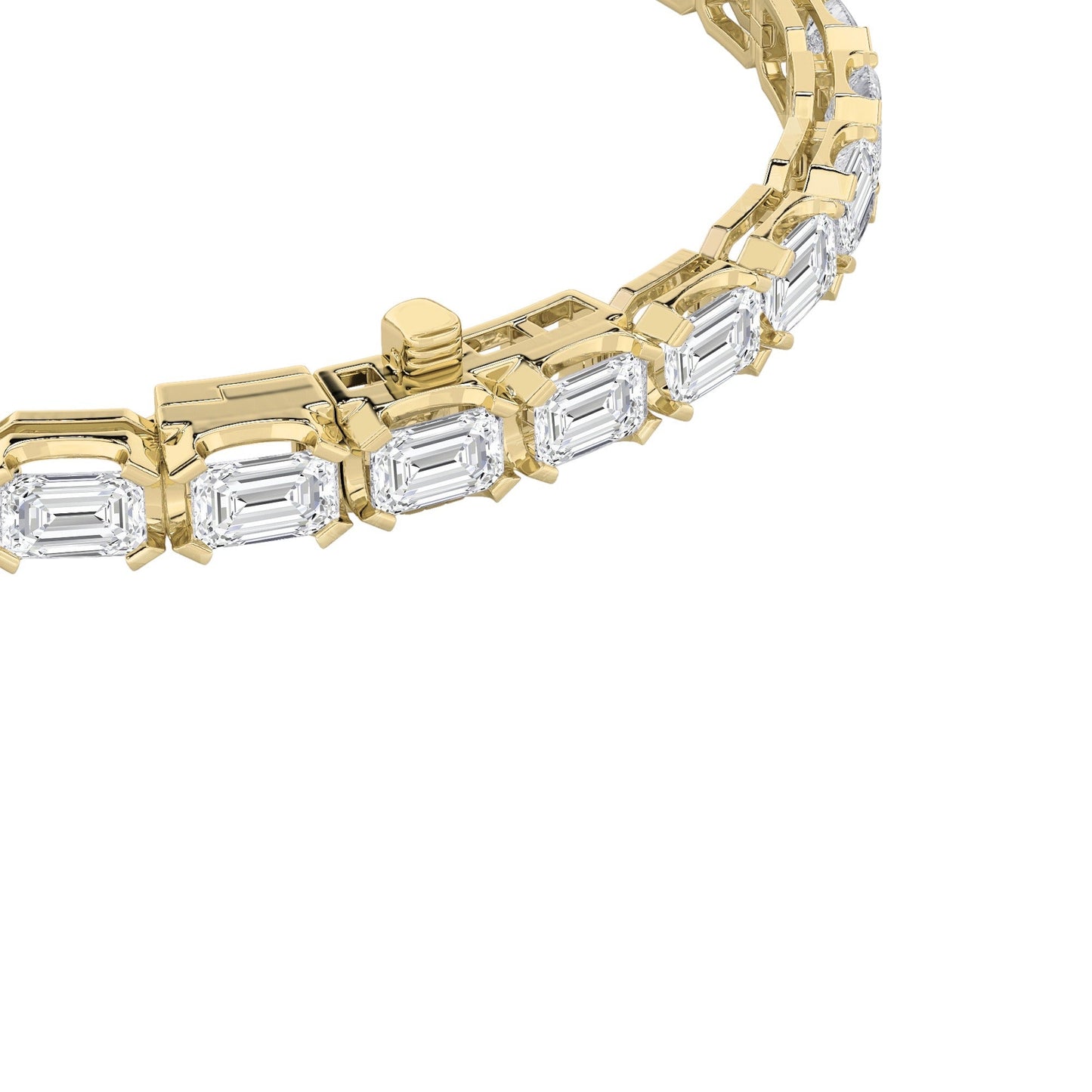 Emerald (F/VS) Lab Grown Diamond Bezel 14K Yellow Gold Tennis Bracelet