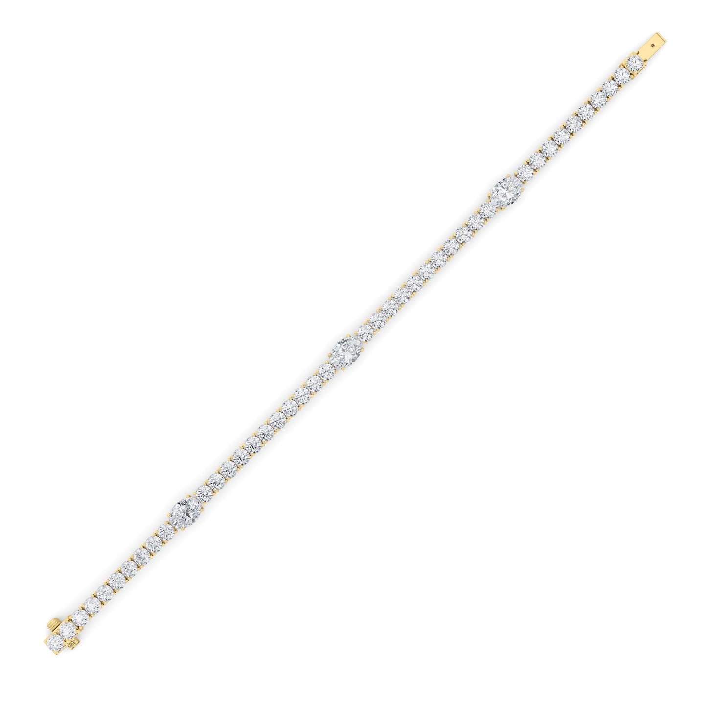 10Cttw Oval Shaped Lab Grown Diamond (F/VS) East West Station Bracelet in 14K Yellow Gold