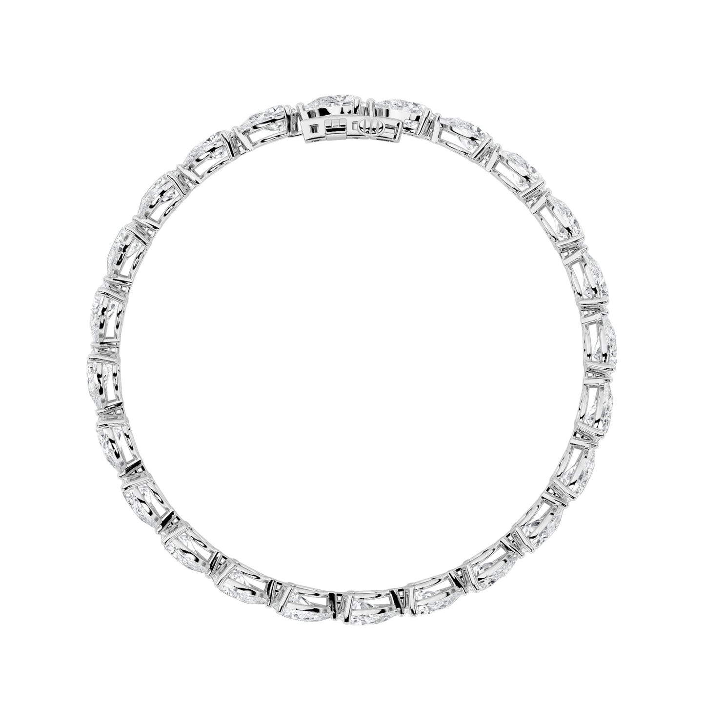 Pear (F/VS) Lab Grown Diamond Prong 14K White Gold Fancy Line Tennis Bracelet