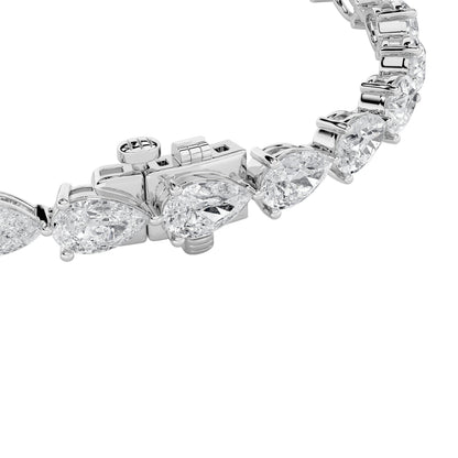 Pear (F/VS) Lab Grown Diamond Prong 14K White Gold Fancy Line Tennis Bracelet