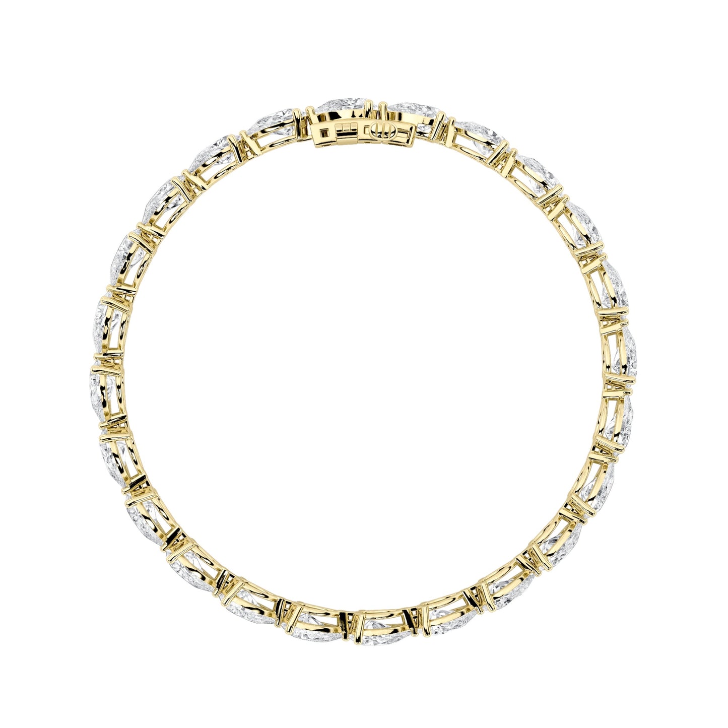 Pear (F/VS) Lab Grown Diamond Prong 14K Yellow Gold Fancy Line Tennis Bracelet