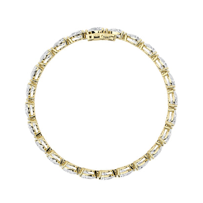 Pear (F/VS) Lab Grown Diamond Prong 14K Yellow Gold Fancy Line Tennis Bracelet