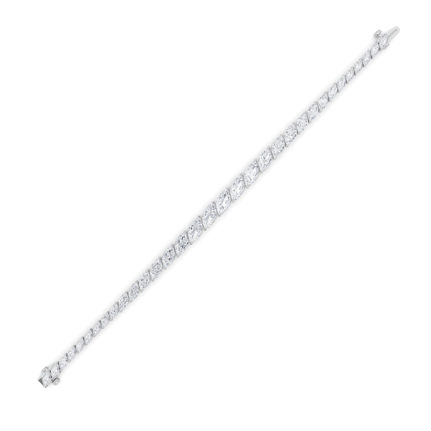 13 Ctw Marquise (F/VS) Lab Grown Diamond Prong 14K White Gold Fancy Tennis Bracelet