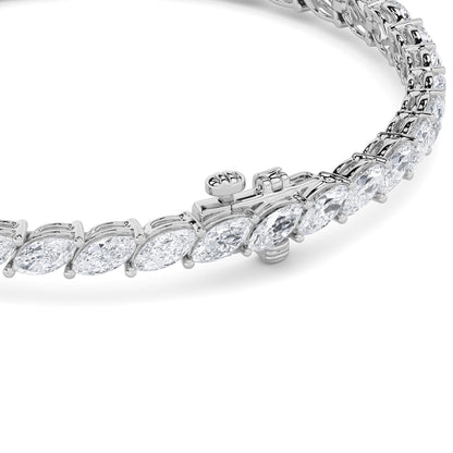 13 Ctw Marquise (F/VS) Lab Grown Diamond Prong 14K White Gold Fancy Tennis Bracelet