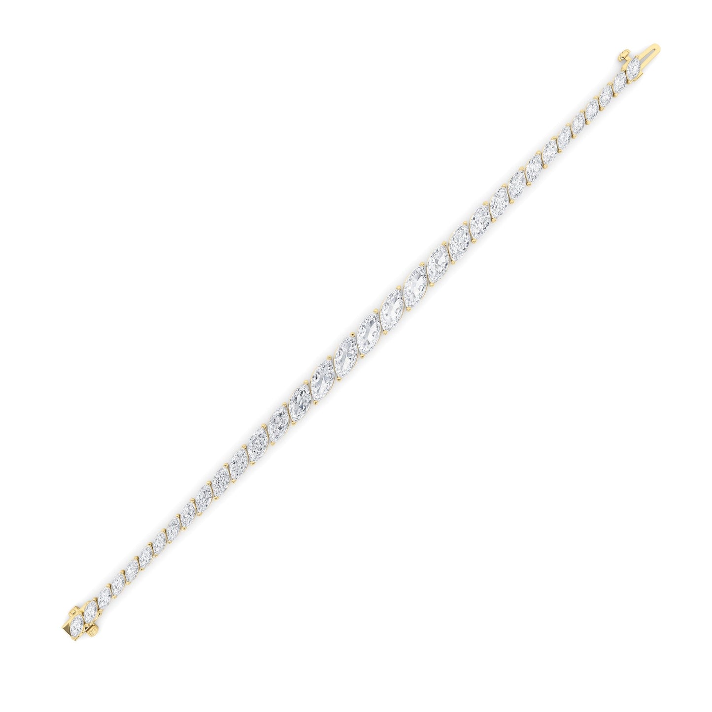 13 Ctw Marquise (F/VS) Lab Grown Diamond Prong 14K Yellow Gold Fancy Tennis Bracelet