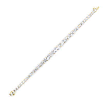 13 Ctw Marquise (F/VS) Lab Grown Diamond Prong 14K Yellow Gold Fancy Tennis Bracelet