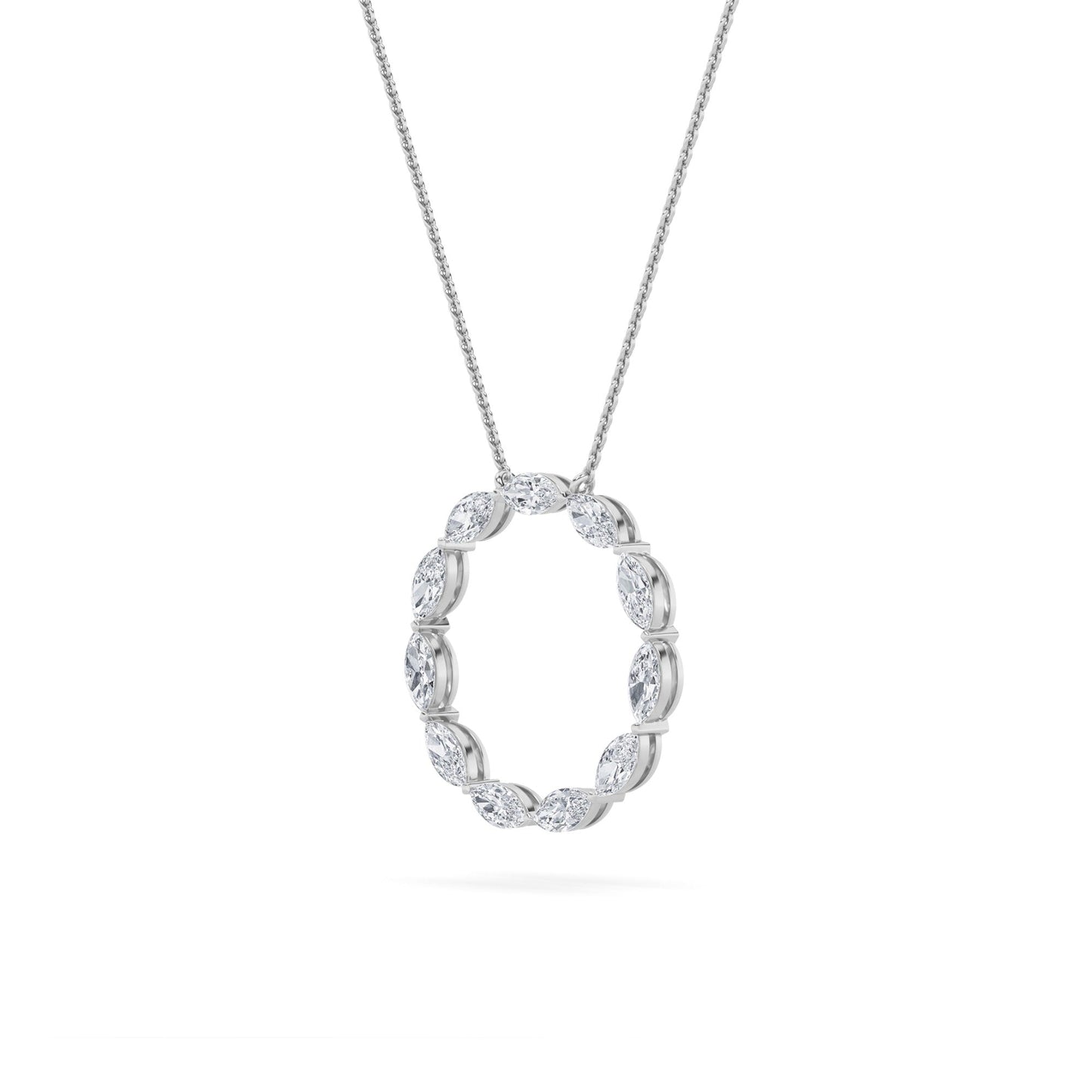 2.25 Ct Marquise (F/VS) Lab Grown Diamond Prong 14K White Gold Fancy Open Circle Pendant Necklace