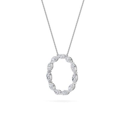 2.25 Ct Marquise (F/VS) Lab Grown Diamond Prong 14K White Gold Fancy Open Circle Pendant Necklace