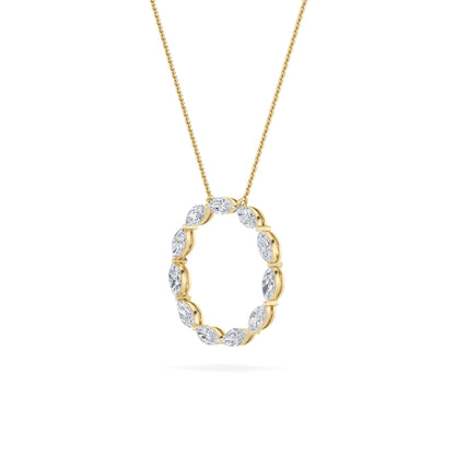 2.25 Ct Marquise (F/VS) Lab Grown Diamond Prong 14K Yellow Gold Fancy Open Circle Pendant Necklace