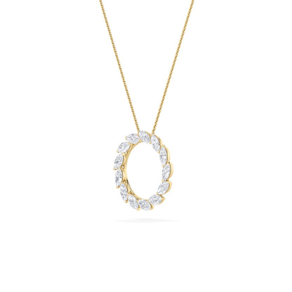 2.0 Ct Marquise (F/VS) Lab Grown Diamond Prong 14K Yellow Gold Fancy Open Circle Pendant Necklace