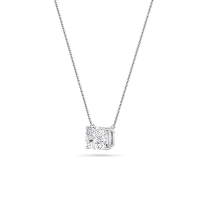 Elongated Cushion (F/VS) Lab Grown Diamond Prong 14K White Gold East West Solitaire Pendant Necklace