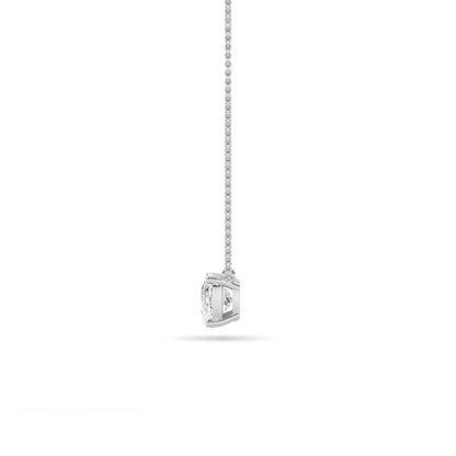 Elongated Cushion (F/VS) Lab Grown Diamond Prong 14K White Gold East West Solitaire Pendant Necklace