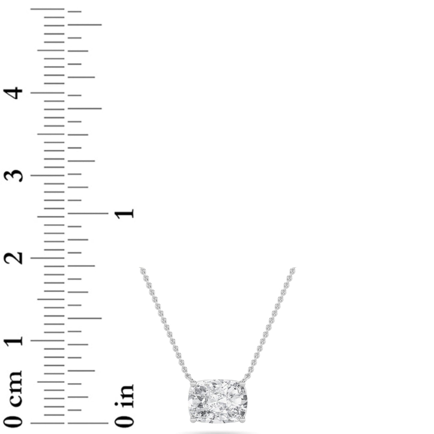 Elongated Cushion (F/VS) Lab Grown Diamond Prong 14K White Gold East West Solitaire Pendant Necklace