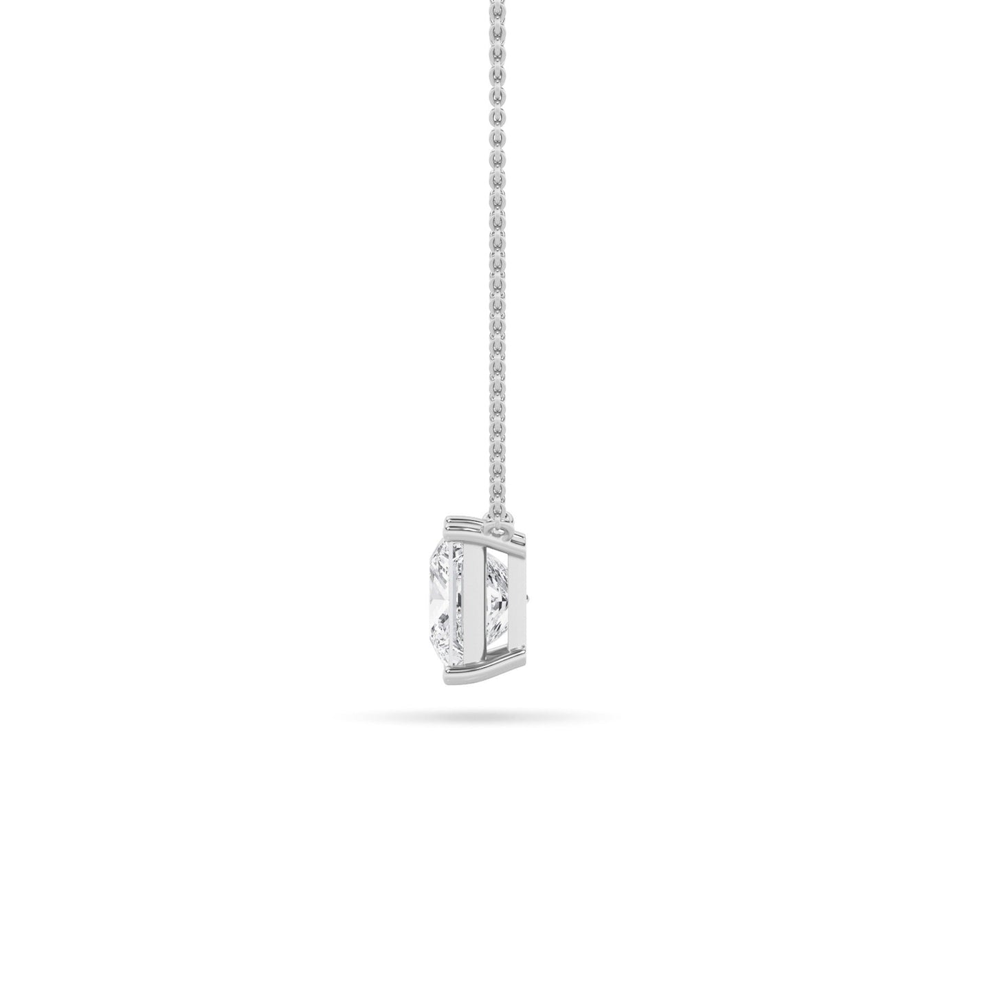 1 Ct Princess (F/VS) Lab Grown Diamond Prong 14K White Gold Classic Solitaire Pendant Necklace