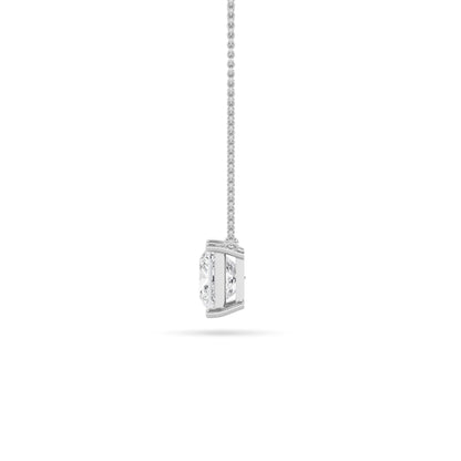 1 Ct Princess (F/VS) Lab Grown Diamond Prong 14K White Gold Classic Solitaire Pendant Necklace