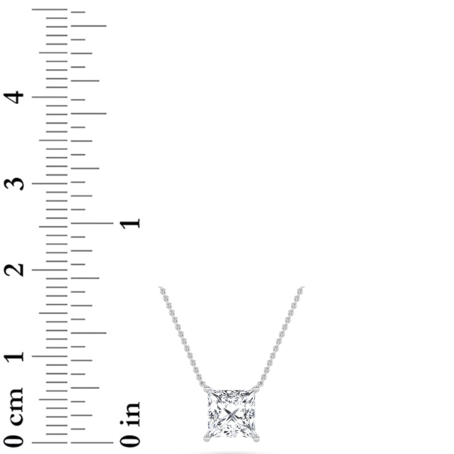 1 Ct Princess (F/VS) Lab Grown Diamond Prong 14K White Gold Classic Solitaire Pendant Necklace