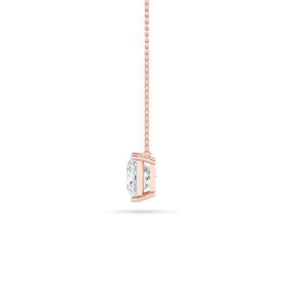 Princess (F/VS) Lab Grown Diamond Prong 14K Rose Gold Classic Solitaire Pendant Necklace