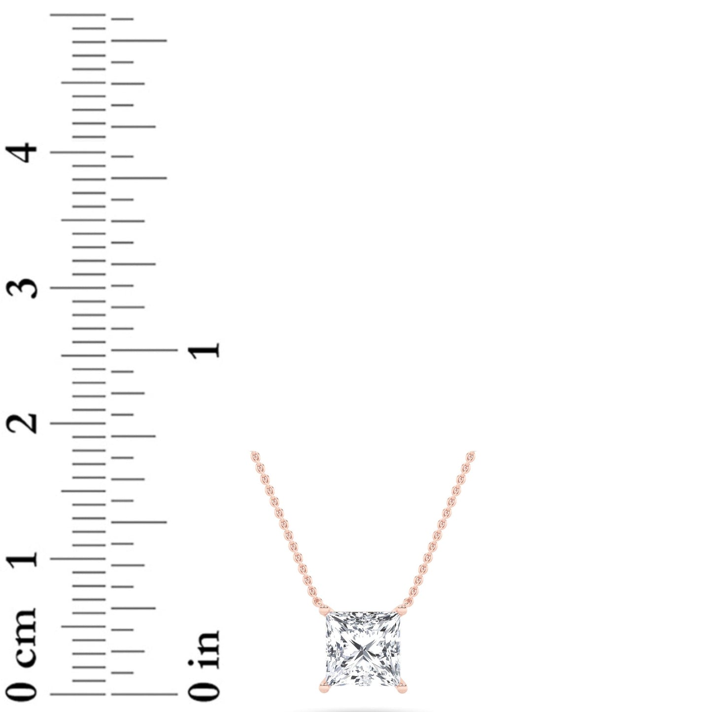 Princess (F/VS) Lab Grown Diamond Prong 14K Rose Gold Classic Solitaire Pendant Necklace