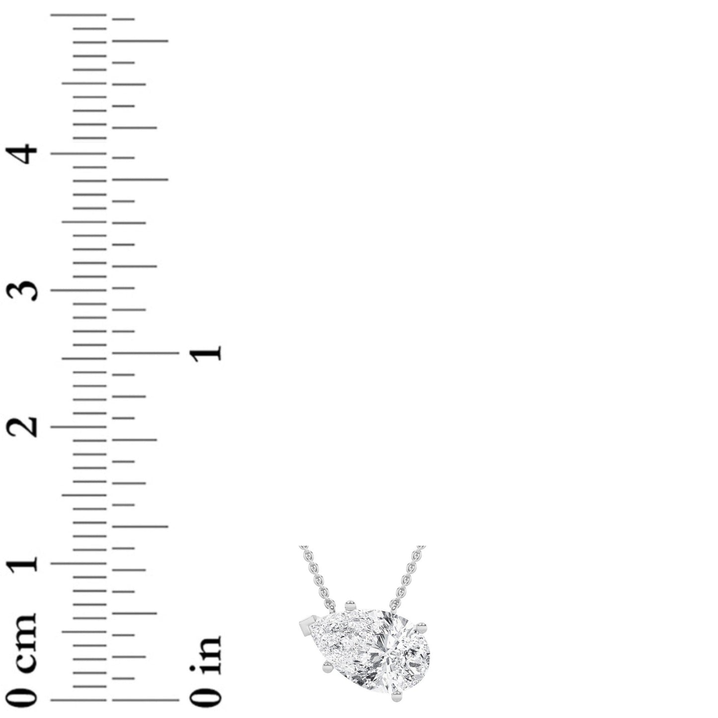 Pear Lab Grown Diamond (F/VS) Prong 14K White Gold East West Solitaire Cable Chain Necklace