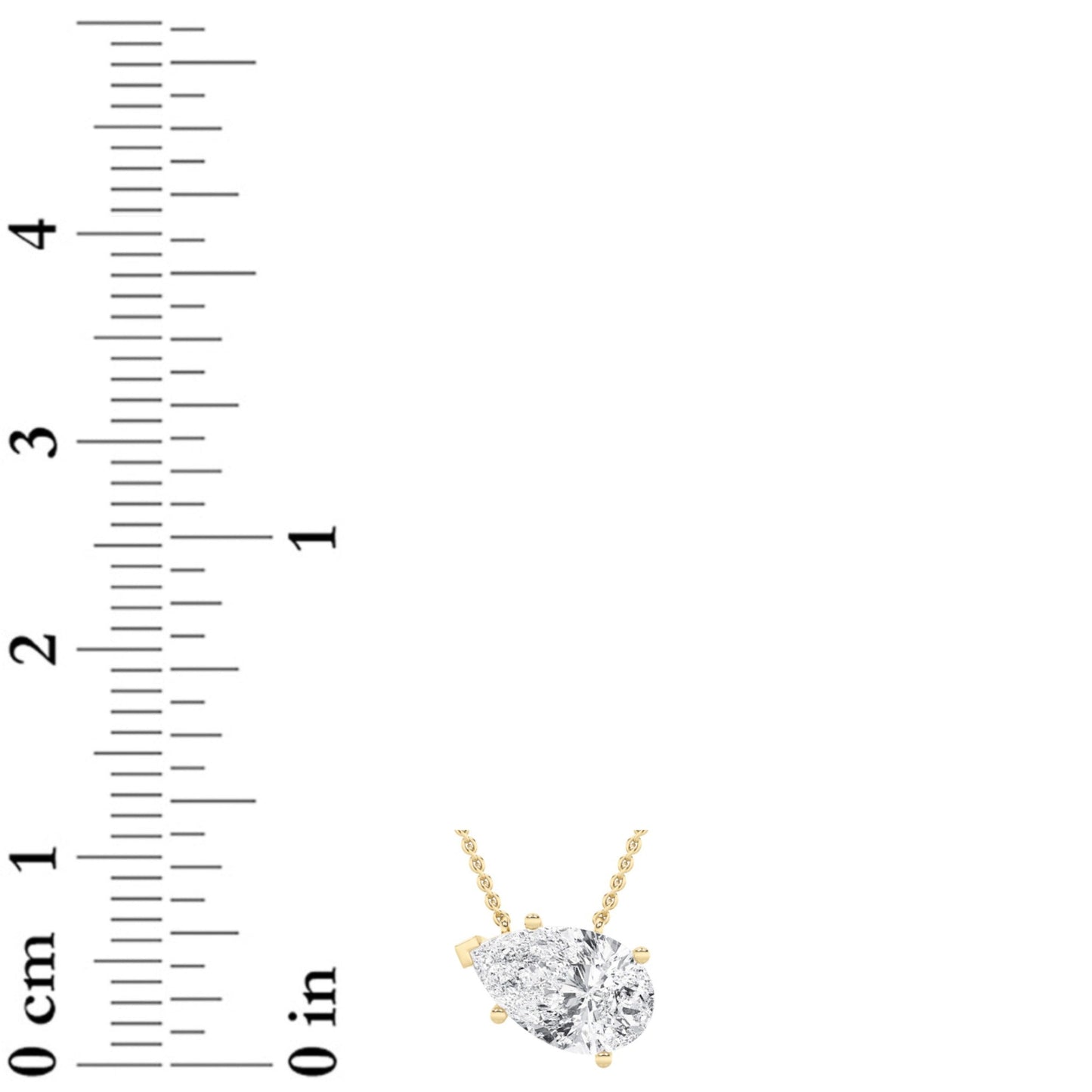 Pear Lab Grown Diamond (F/VS) Prong 14K Yellow Gold East West Solitaire Cable Chain Necklace