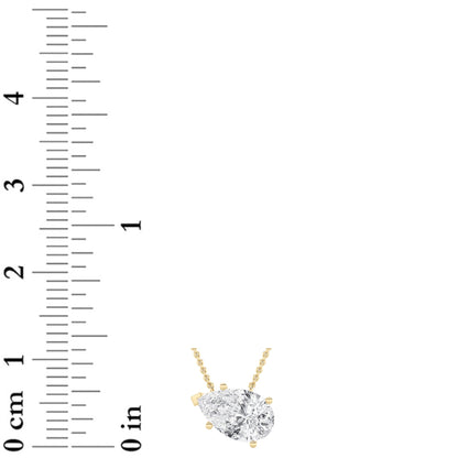 Pear Lab Grown Diamond (F/VS) Prong 14K Yellow Gold East West Solitaire Cable Chain Necklace