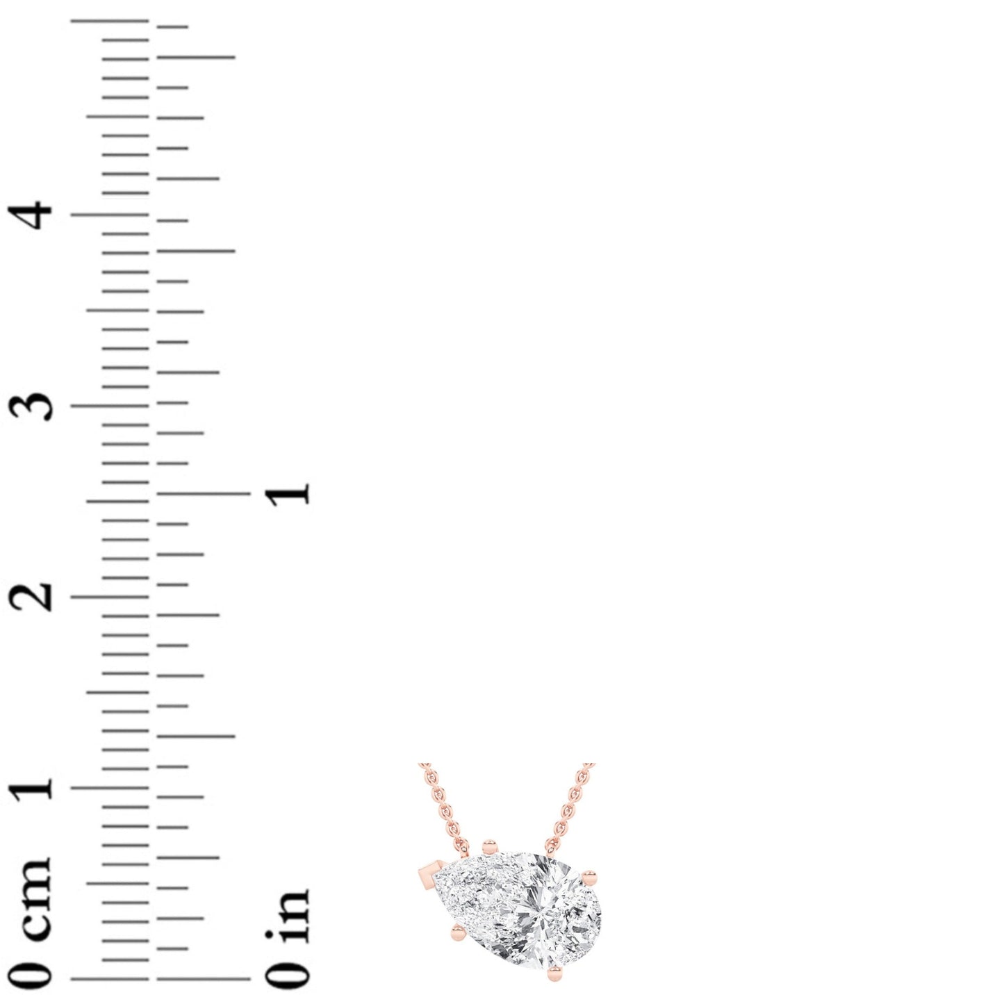 Pear Lab Grown Diamond (F/VS) Prong 14K Rose Gold East West Solitaire Cable Chain Necklace