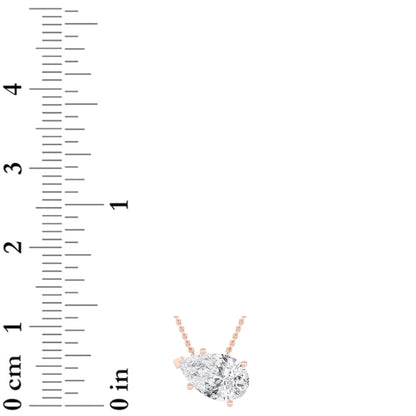 Pear Lab Grown Diamond (F/VS) Prong 14K Rose Gold East West Solitaire Cable Chain Necklace