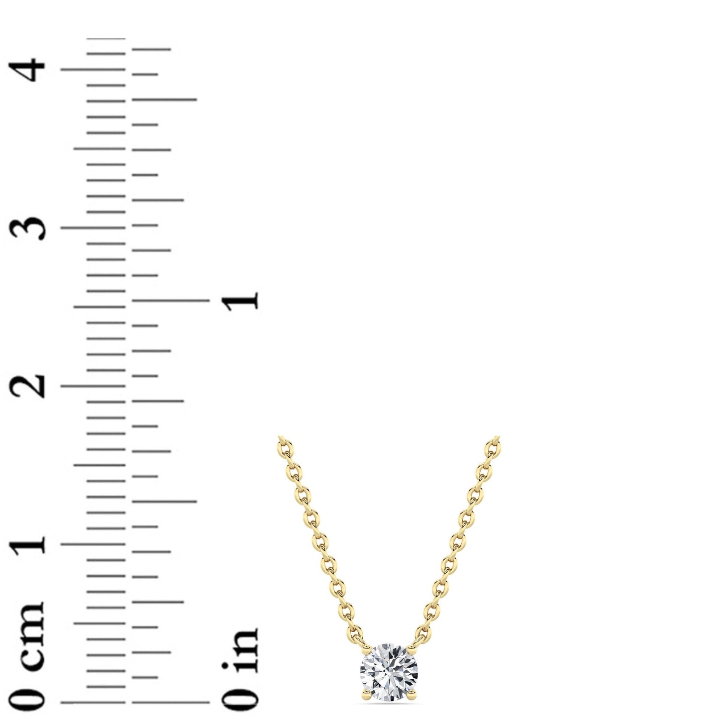 Round Lab Grown Diamond Prong 14k Yellow Gold Solitaire Pendant Necklace
