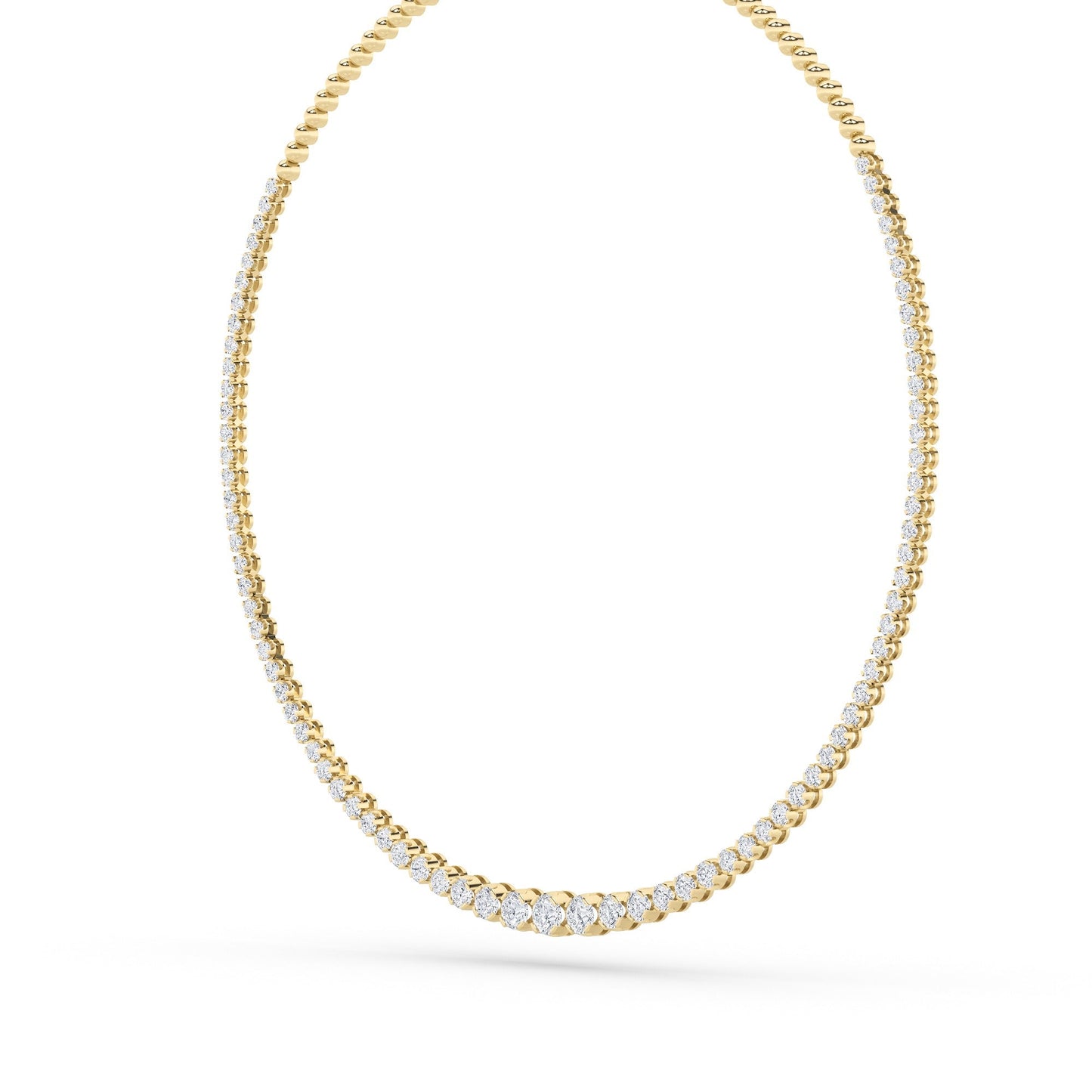 Round (F/VS) Lab Grown Diamond Prong 14K Yellow Gold Graduating Half Riviera Tennis Necklace