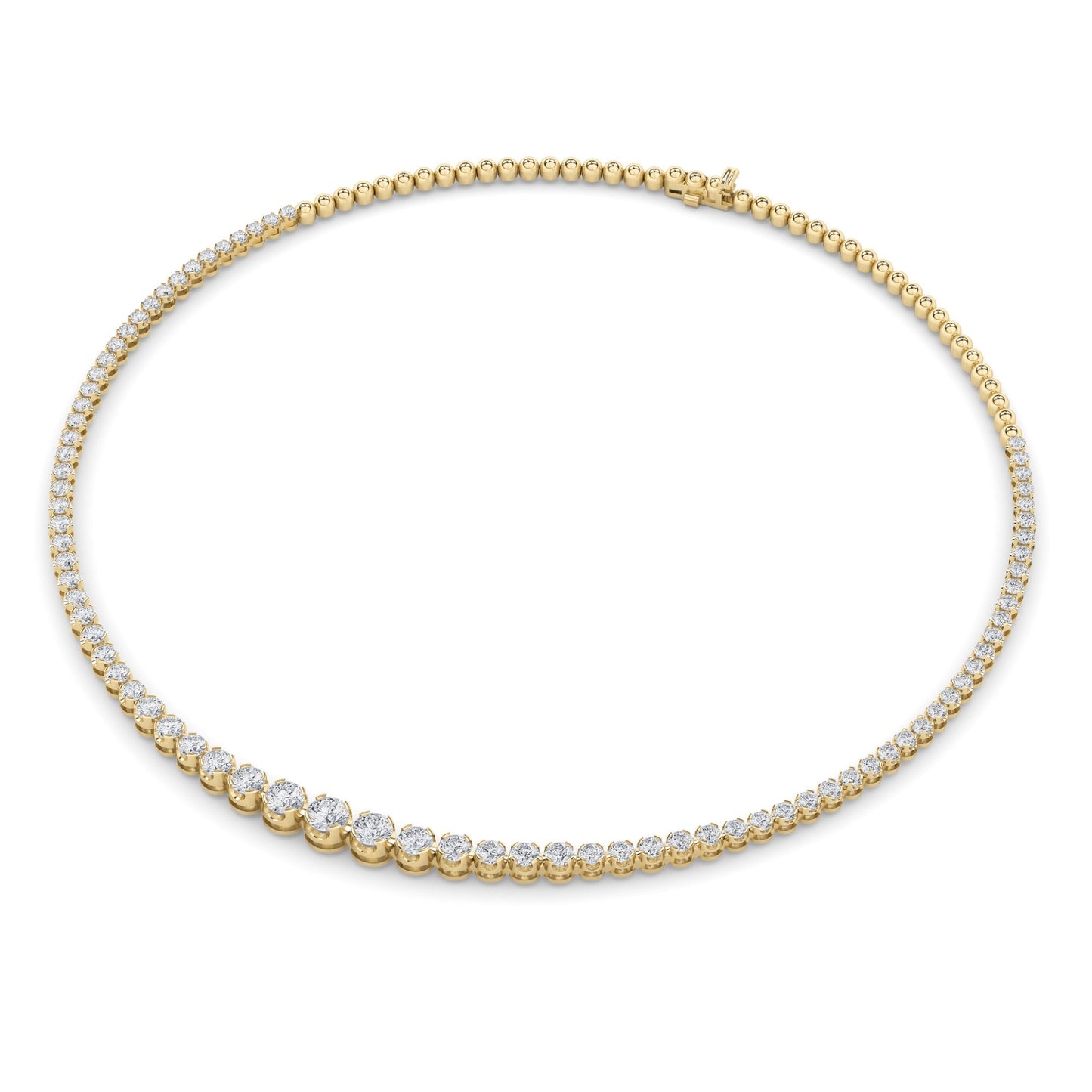 Round (F/VS) Lab Grown Diamond Prong 14K Yellow Gold Graduating Half Riviera Tennis Necklace