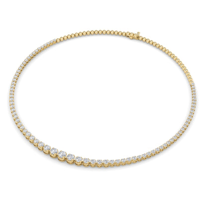 Round (F/VS) Lab Grown Diamond Prong 14K Yellow Gold Graduating Half Riviera Tennis Necklace