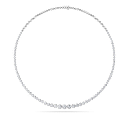 7 Ct Round (F/VS) Lab Grown Diamond Prong 14K White Gold Graduating Half Riviera Tennis Necklace