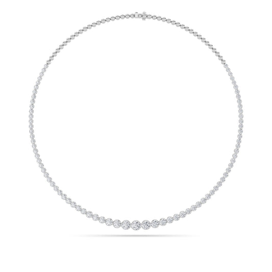 7 Ct Round (F/VS) Lab Grown Diamond Prong 14K White Gold Graduating Half Riviera Tennis Necklace