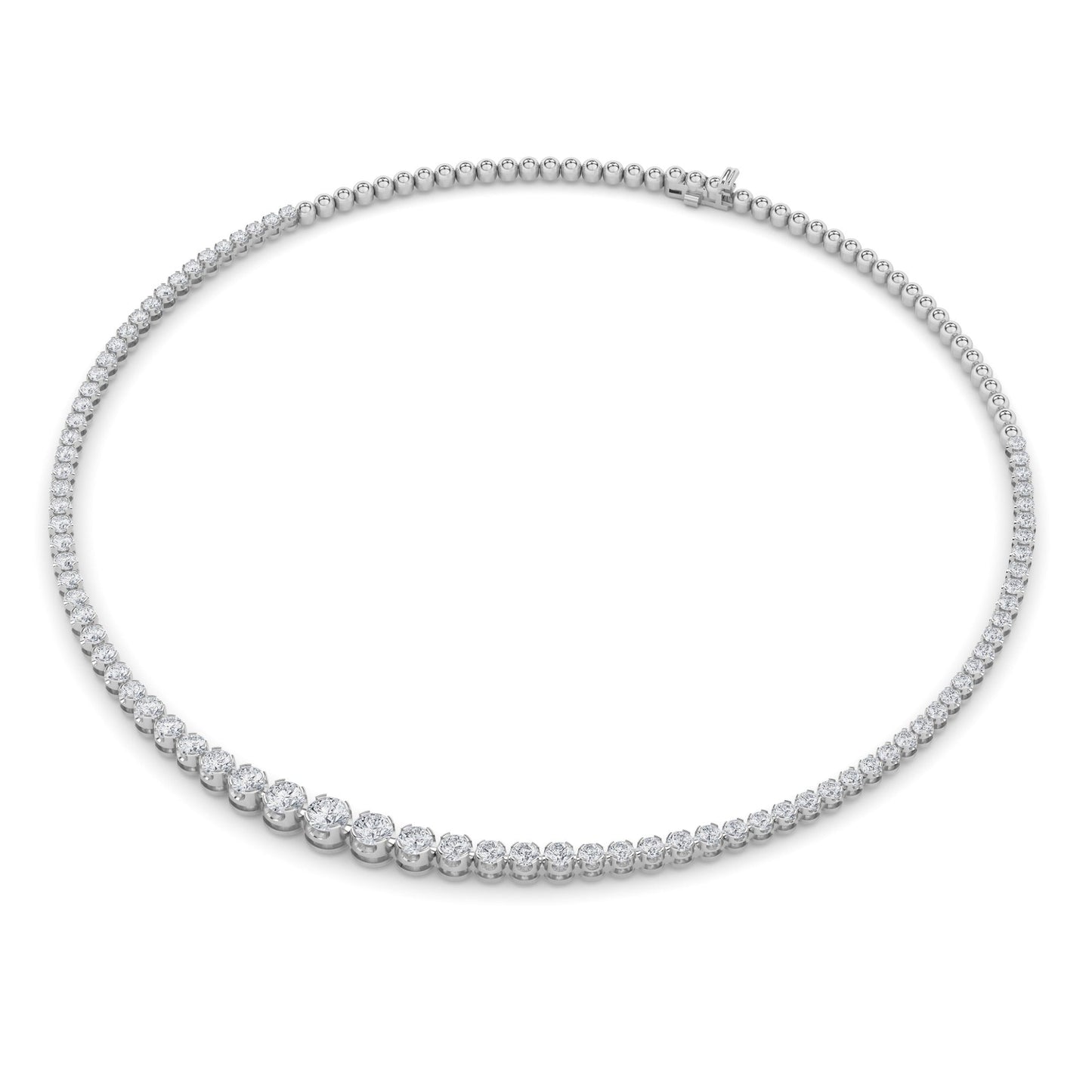 7 Ct Round (F/VS) Lab Grown Diamond Prong 14K White Gold Graduating Half Riviera Tennis Necklace