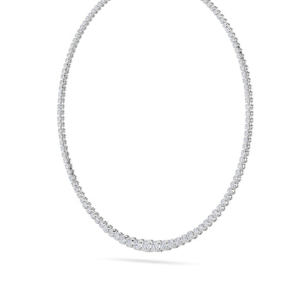 Round (F/VS) Lab Grown Diamond Prong 14K White Gold Graduating Full Riviera Tennis Necklace