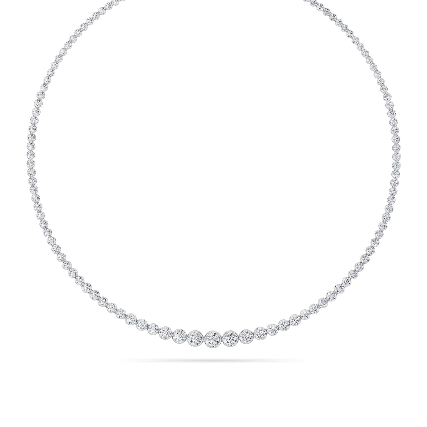 Round (F/VS) Lab Grown Diamond Prong 14K White Gold Graduating Full Riviera Tennis Necklace