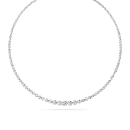 Round (F/VS) Lab Grown Diamond Prong 14K White Gold Graduating Full Riviera Tennis Necklace