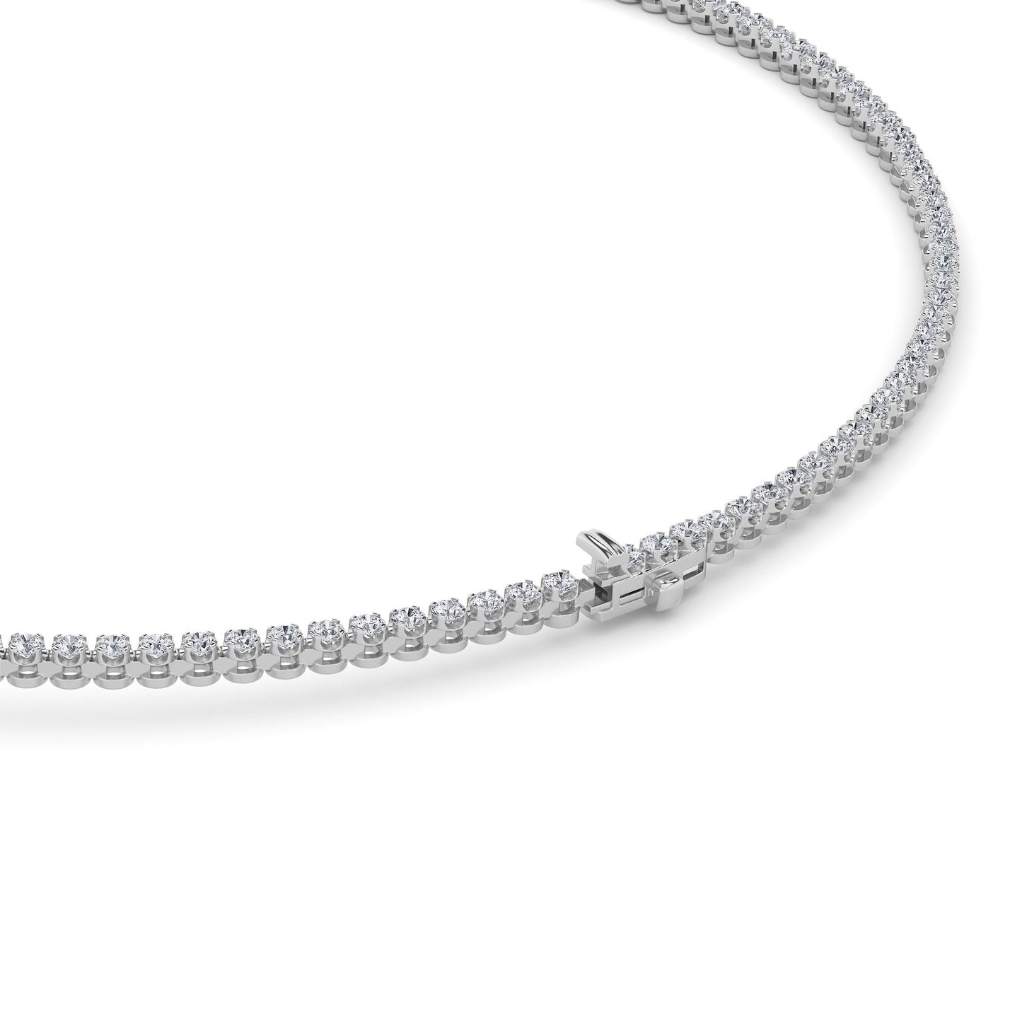 Round (F/VS) Lab Grown Diamond Prong 14K White Gold Graduating Full Riviera Tennis Necklace
