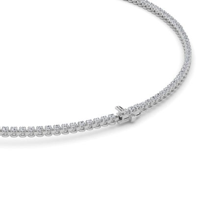 Round (F/VS) Lab Grown Diamond Prong 14K White Gold Graduating Full Riviera Tennis Necklace