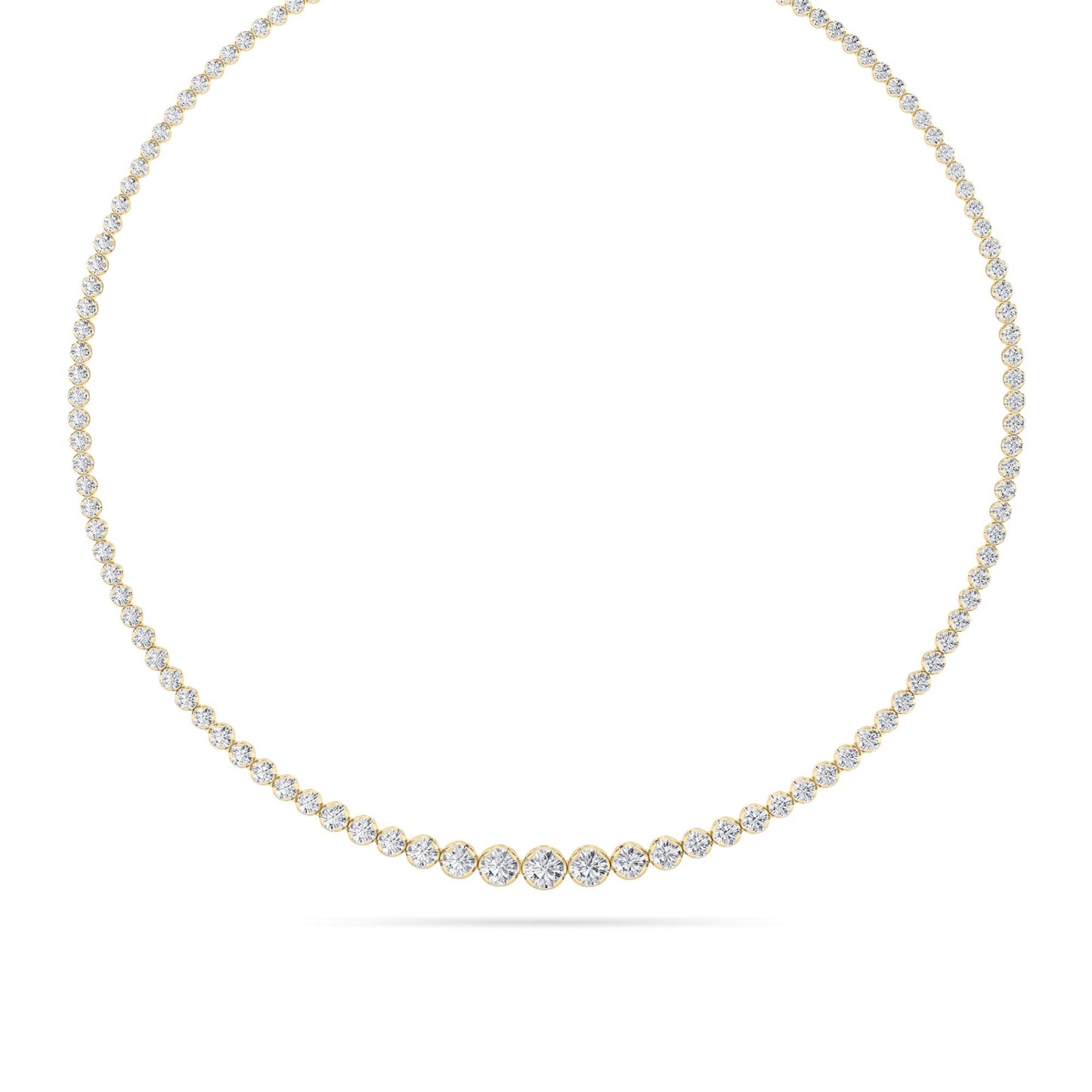 Round (F/VS) Lab Grown Diamond Prong 14K Yellow Gold Graduating Full Riviera Tennis Necklace
