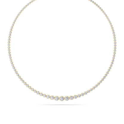 Round (F/VS) Lab Grown Diamond Prong 14K Yellow Gold Graduating Full Riviera Tennis Necklace