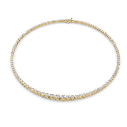 Round (F/VS) Lab Grown Diamond Prong 14K Yellow Gold Graduating Full Riviera Tennis Necklace