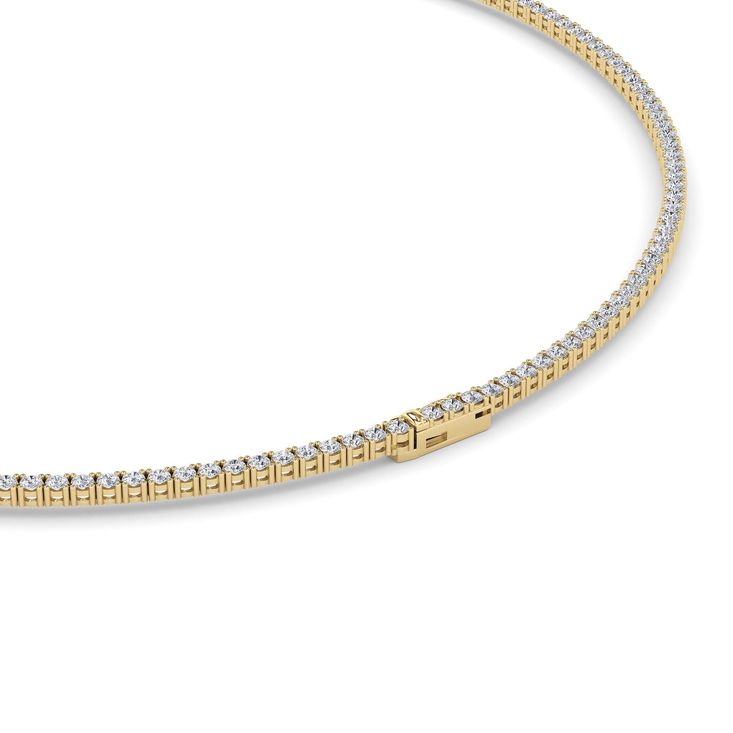 Round (F/VS) Lab Grown Diamond Prong 14K Yellow Gold Classic Eternity Tennis Necklace