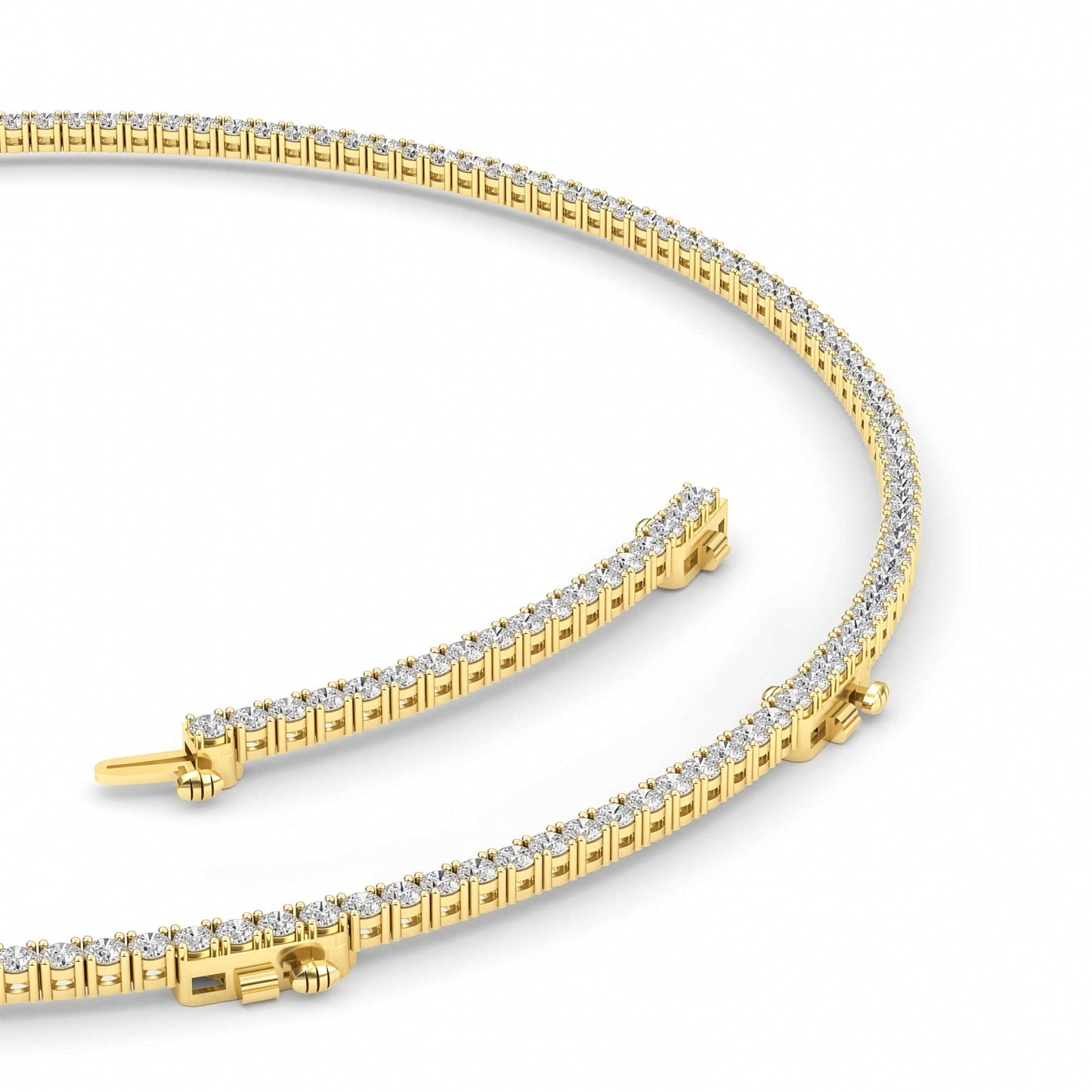 Round (F/VS) Lab Grown Diamond Prong 14K Yellow Gold Classic Eternity Tennis Necklace