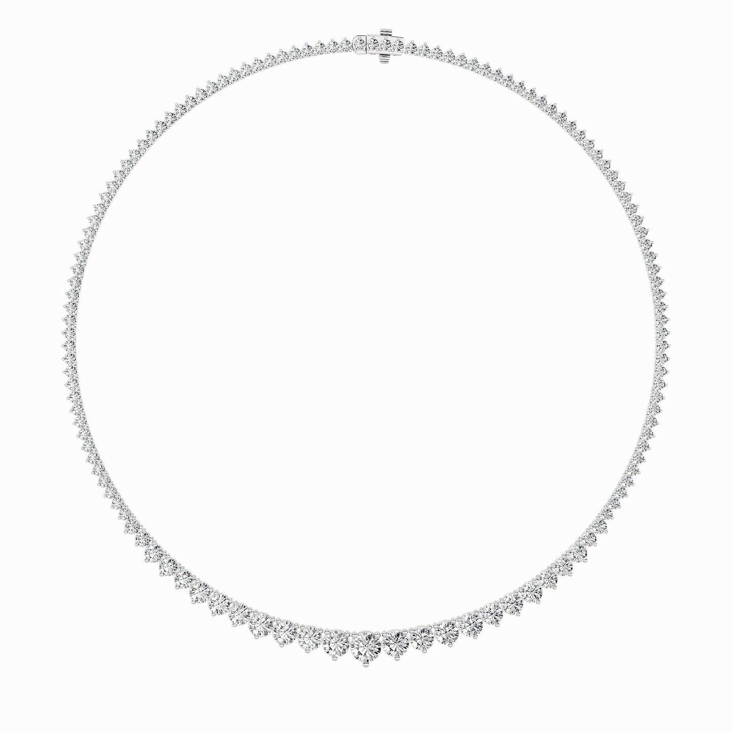 14K White Gold Lab Grown Diamond Graduated Riviera Necklace