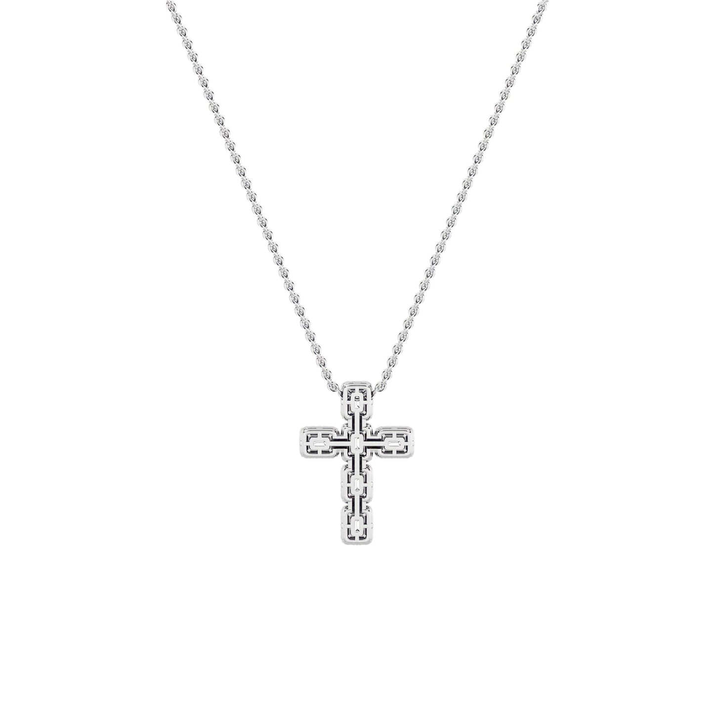 3.0 Ct Emerald (F/VS) Lab Grown Diamond Prong 14K White Gold Fancy Halo Cross Pendant Necklace